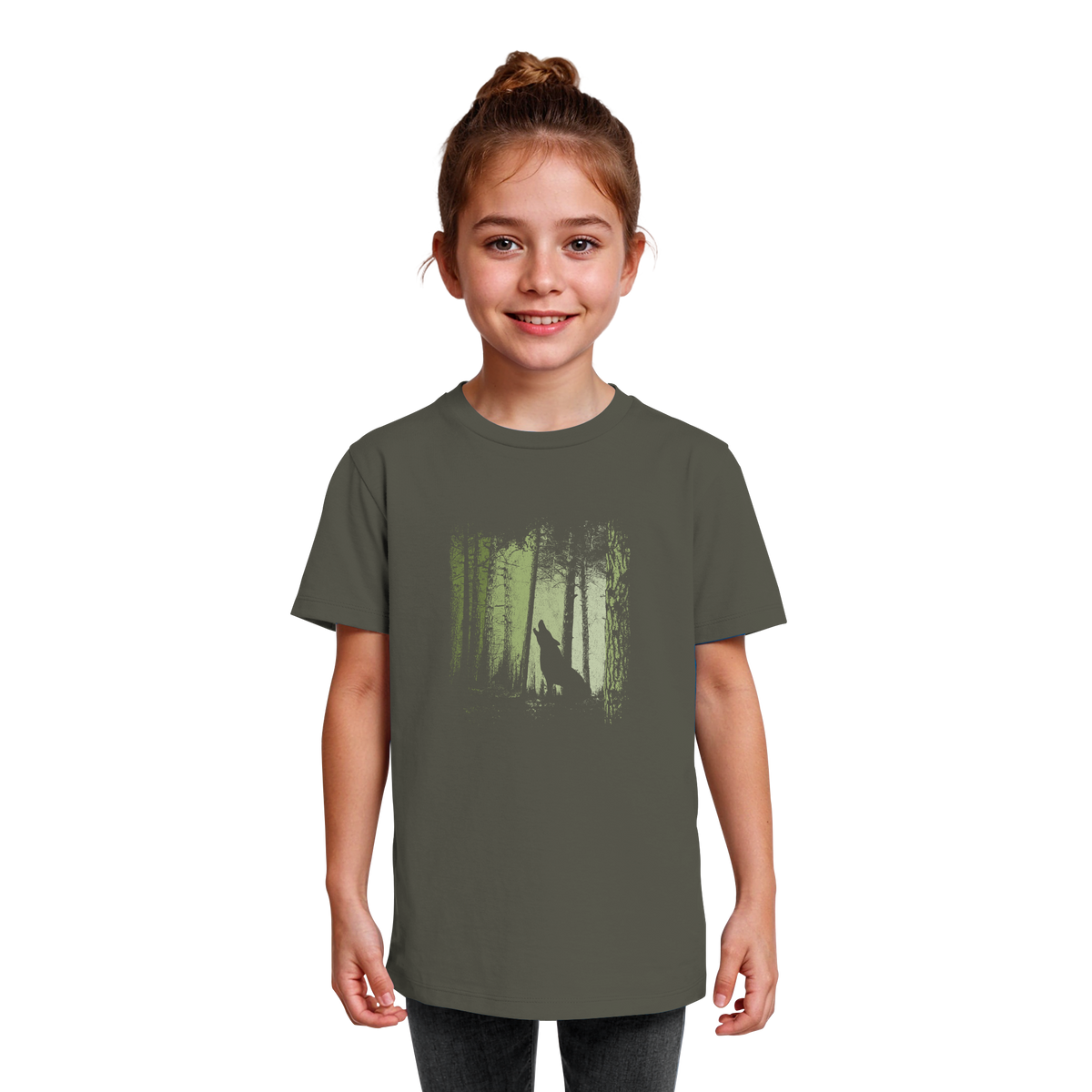 Einsamer Wolf im Zwielicht Wald - Kids Organic Shirt