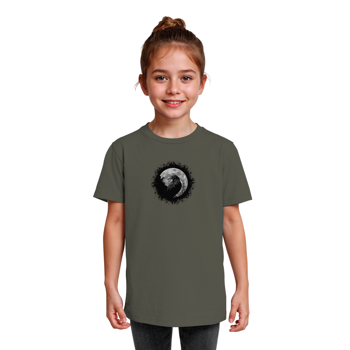 Schwarzer Rabe bei Vollmond - Kids Organic Shirt