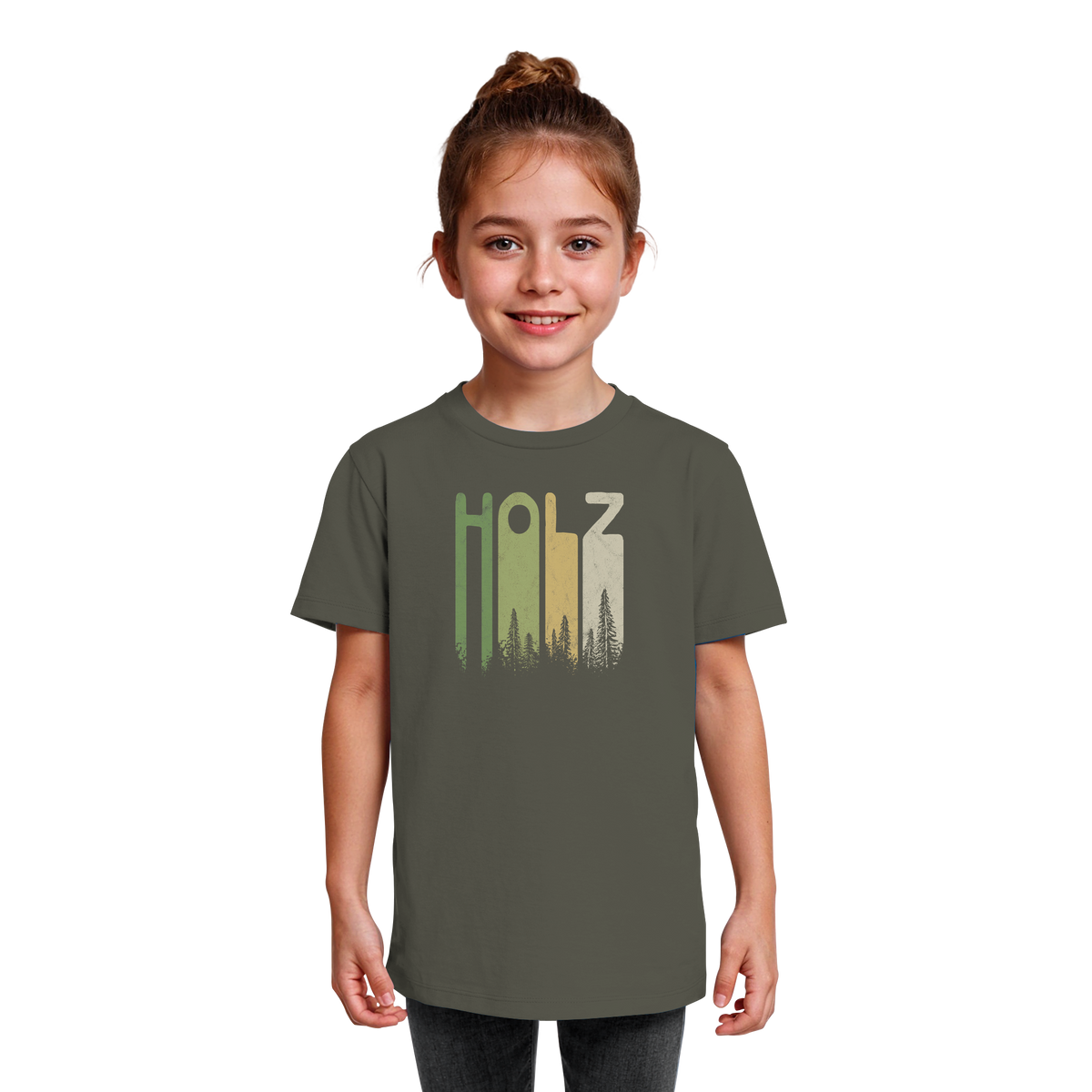 Holz Retro Wald Schriftzug - Kids Organic Shirt