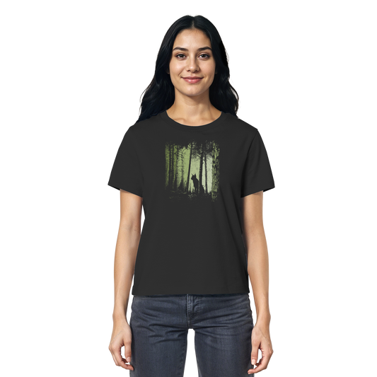 Luchs Wildkatze im Zwielicht Wald - Ladies Organic Shirt