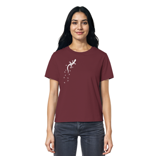 Gecko Eidechse Silhouette hell - Ladies Organic Shirt