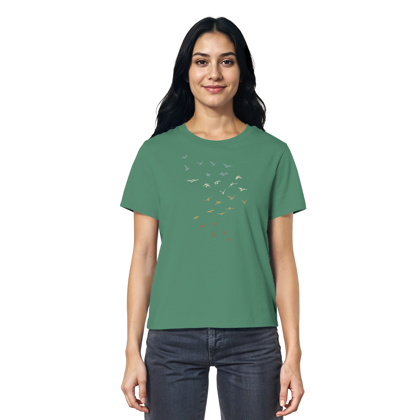 Retro Vogel Schwarm - Ladies Organic Shirt