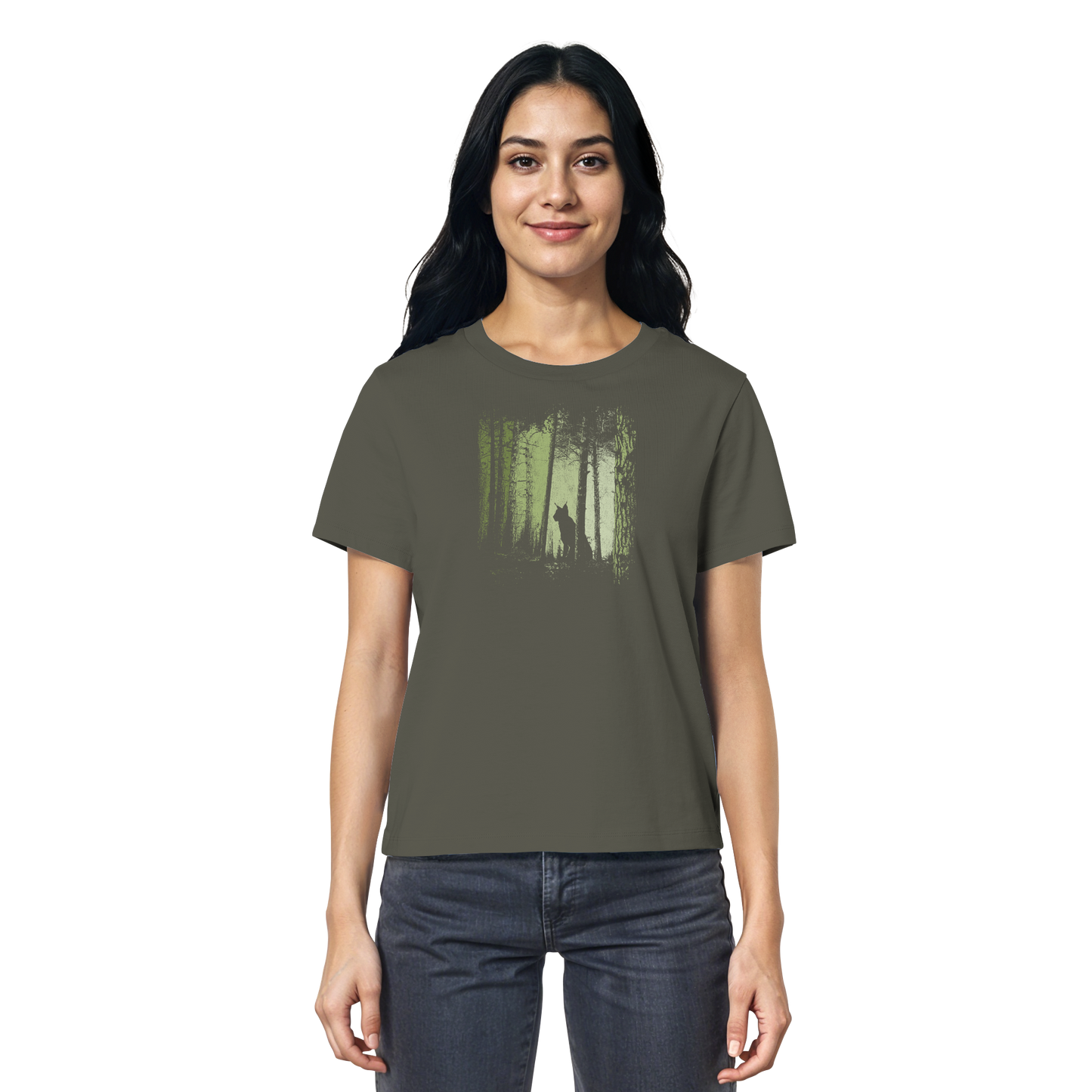 Luchs Wildkatze im Zwielicht Wald - Ladies Organic Shirt