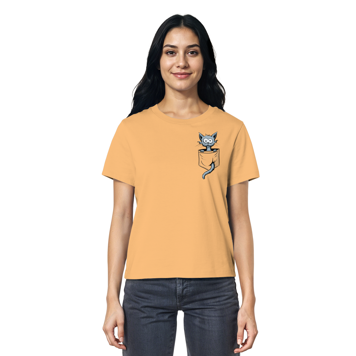 Verrückte Katze in Deiner Brust-Tasche - Ladies Organic Shirt
