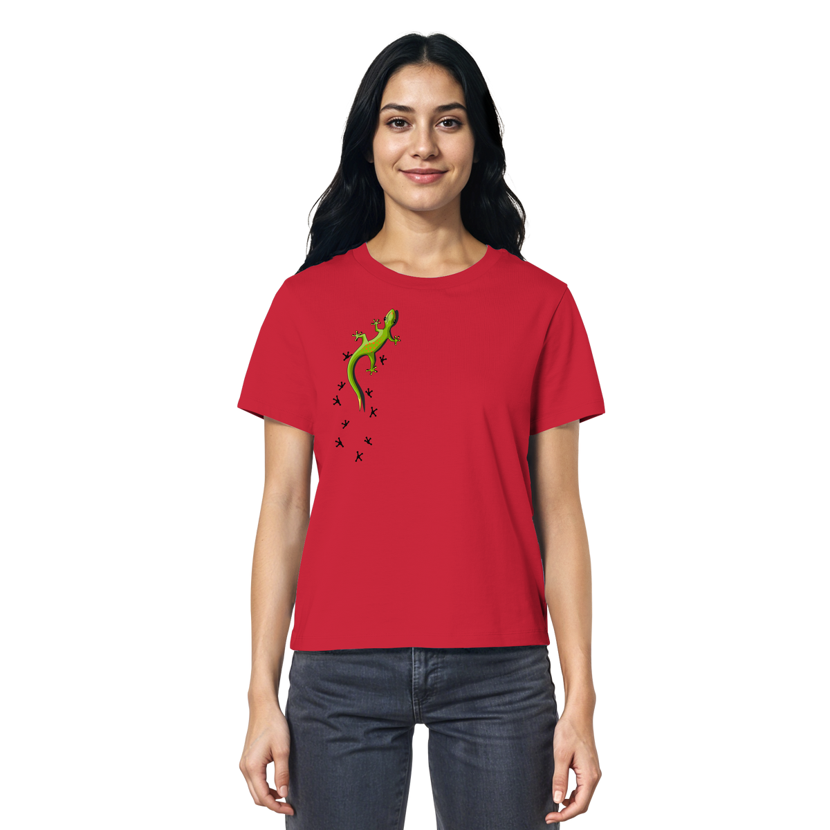 Kletternder Gecko mit Spuren - Ladies Organic Shirt