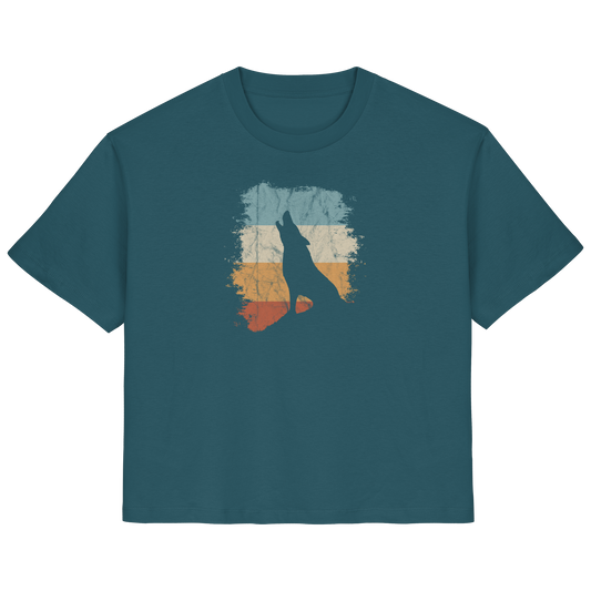 Retro Style lässig heulender Wolf - Ladies Organic Shirt