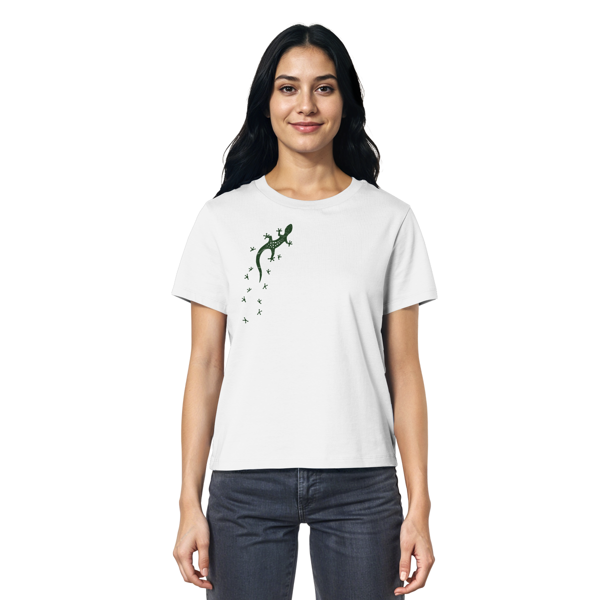 Gecko Eidechse Silhouette dunkel - Ladies Organic Shirt