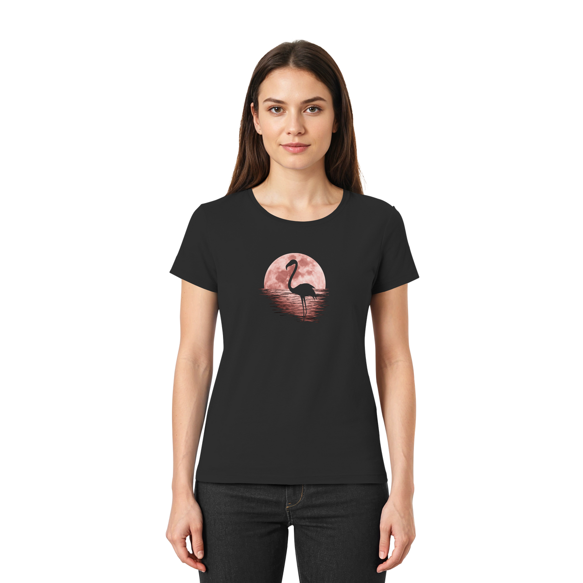 Rosa Vollmond Flamingo - Ladies Premium Shirt
