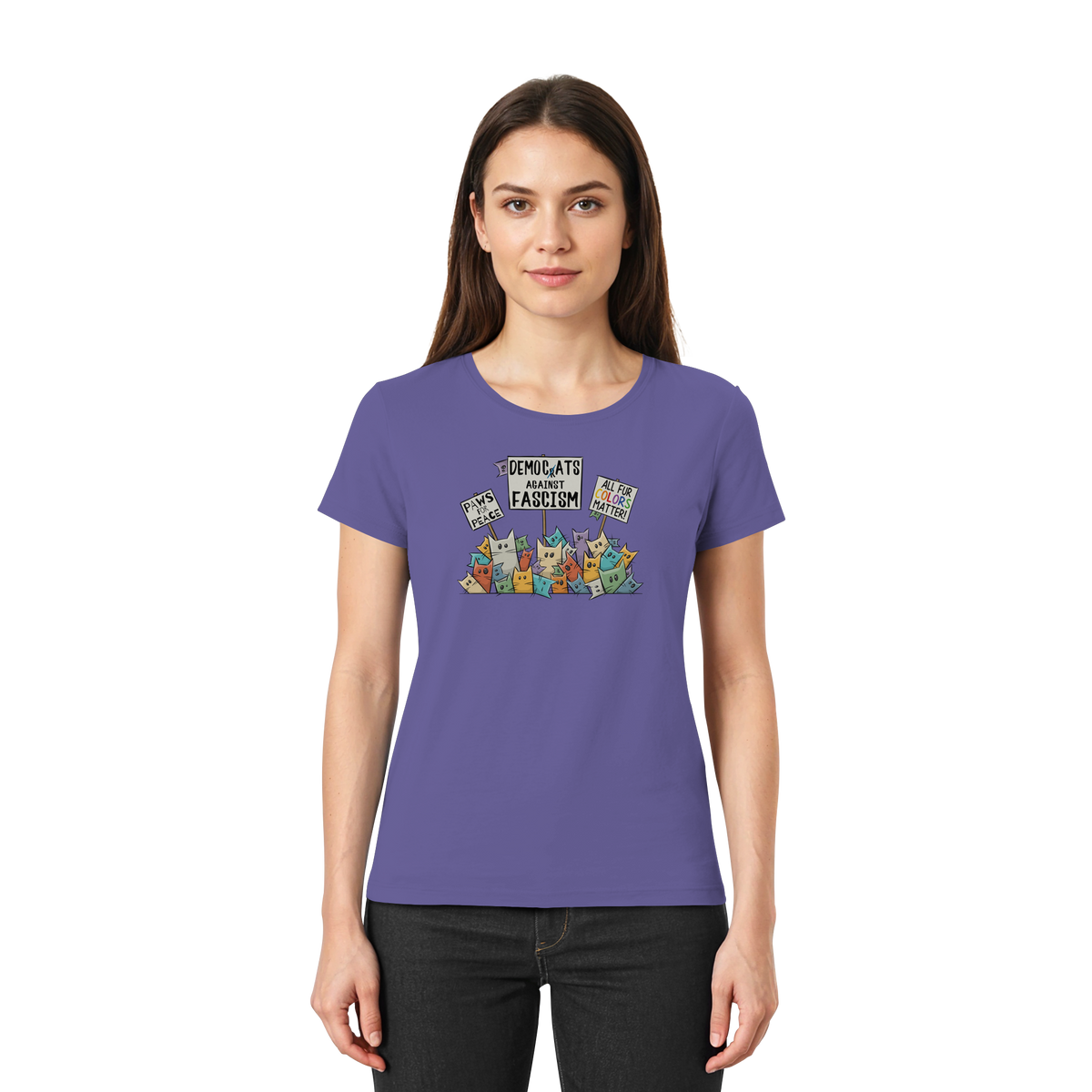 Demo-Katzen gegen Faschismus und für Vielfalt - Ladies Premium Shirt