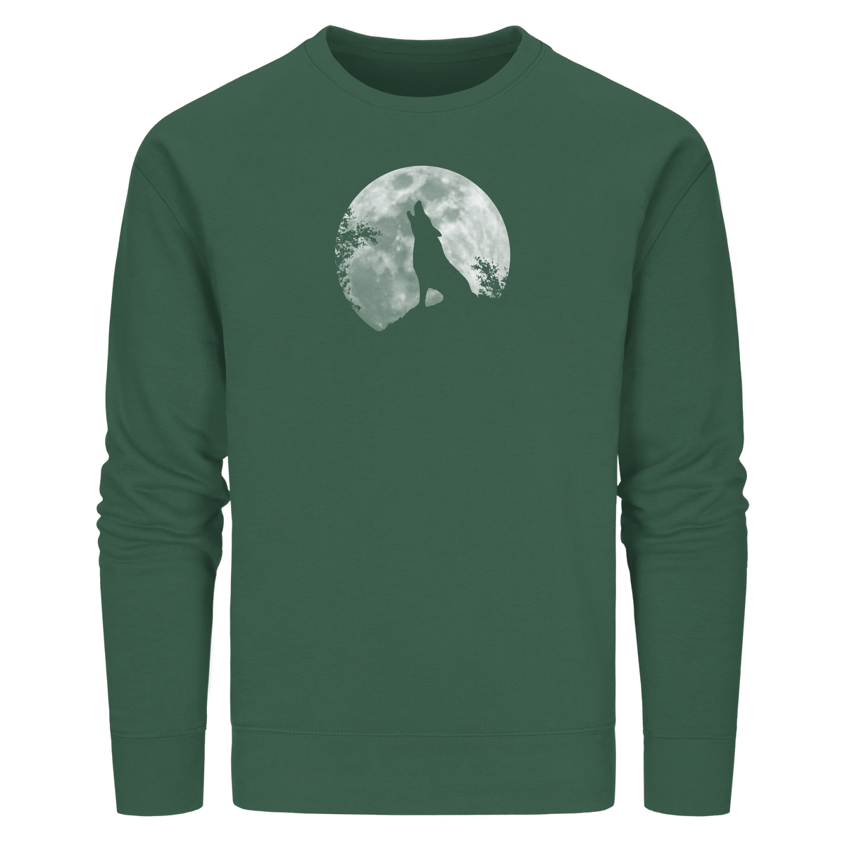 Heulender Wolf Silhouette vor Vollmond - Organic Basic Unisex Sweatshirt