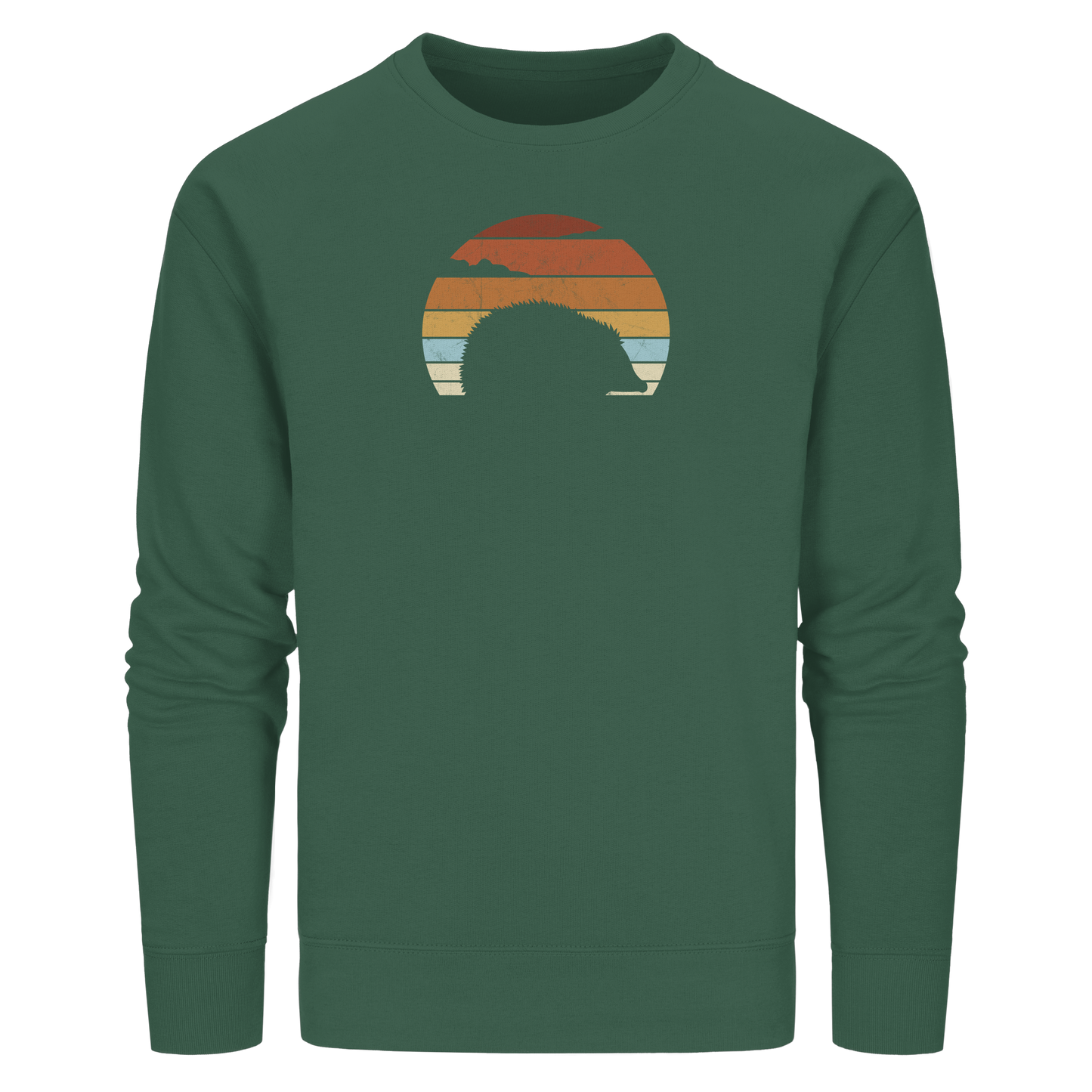 Retro Igel Silhouette im Sonnenuntergang - Organic Basic Unisex Sweatshirt