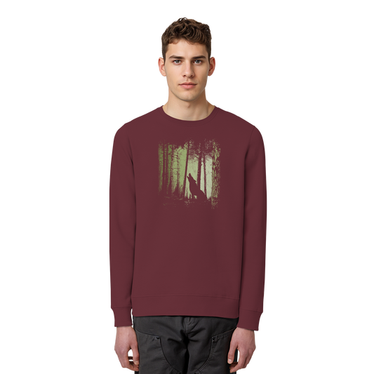 Einsamer Wolf im Zwielicht Wald - Organic Basic Unisex Sweatshirt