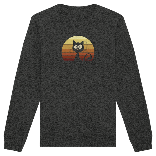 Katze vor Retro Sonnenuntergang - Organic Basic Unisex Sweatshirt