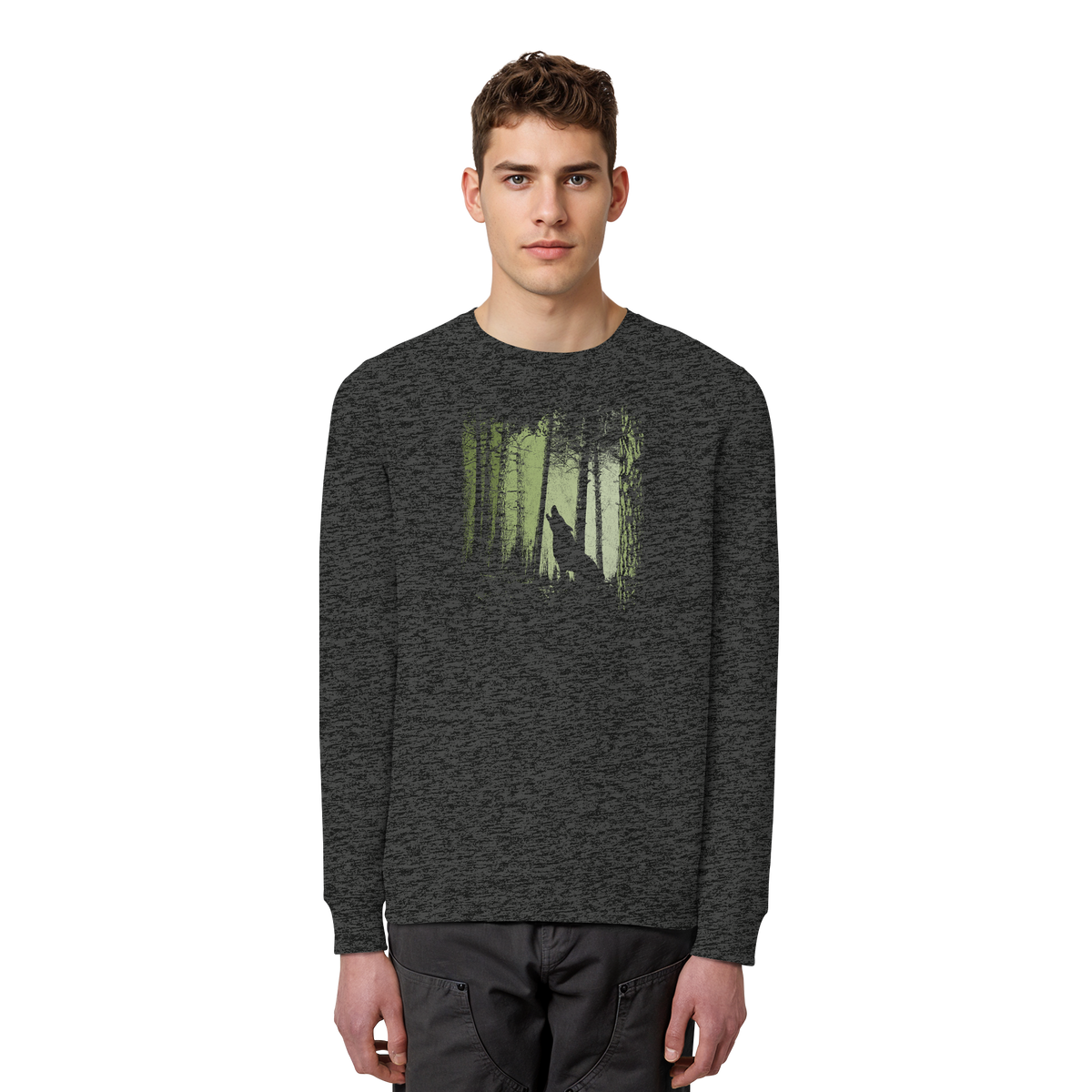 Einsamer Wolf im Zwielicht Wald - Organic Basic Unisex Sweatshirt