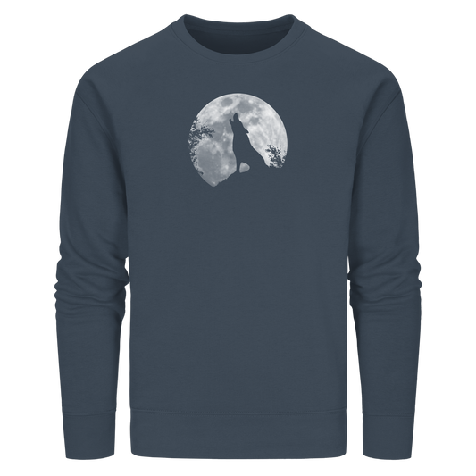 Heulender Wolf Silhouette vor Vollmond - Organic Basic Unisex Sweatshirt