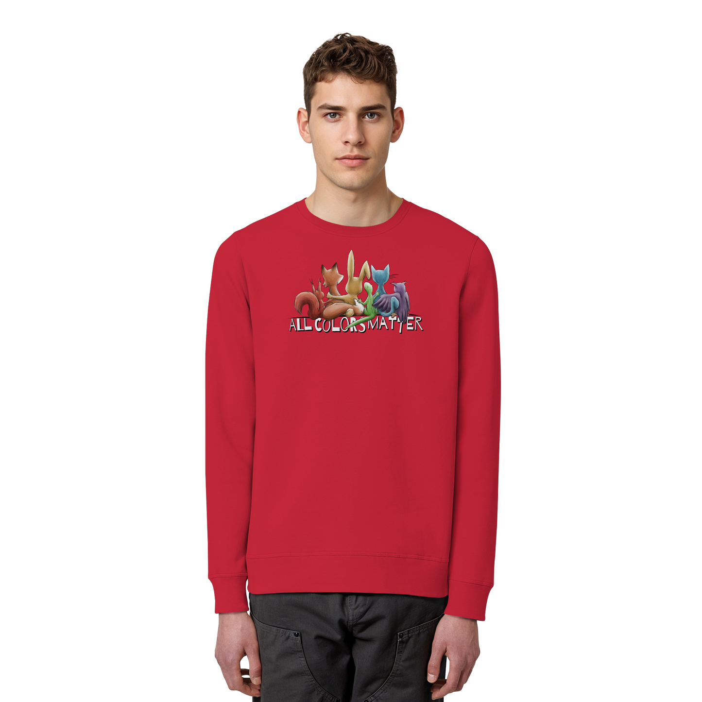 All Colors Matter! Regenbogen Tiere für Vielfalt - Organic Basic Unisex Sweatshirt