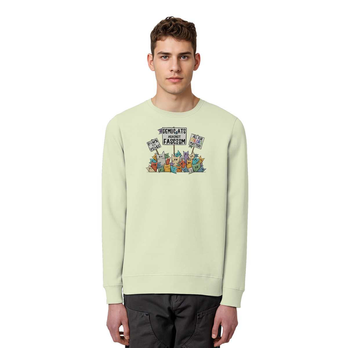 Demo-Katzen gegen Faschismus und für Vielfalt - Organic Basic Unisex Sweatshirt