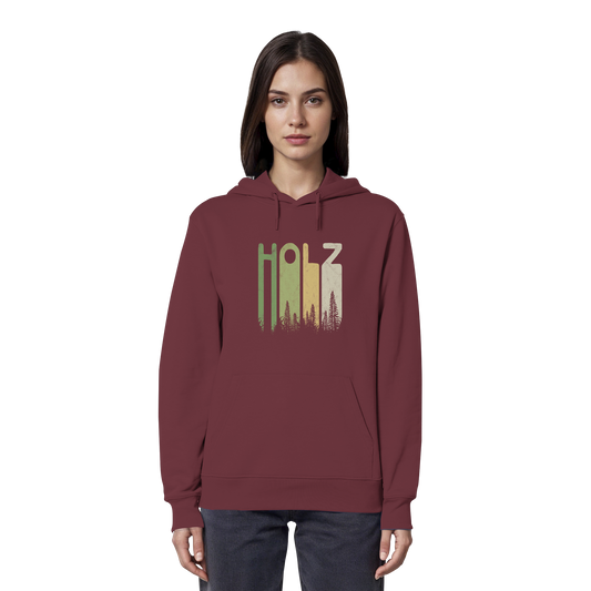 Holz Retro Wald Schriftzug - Organic Hoodie