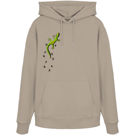 Kletternder Gecko mit Spuren - Organic Hoodie