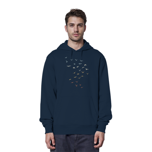 Retro Vogel Schwarm - Organic Hoodie