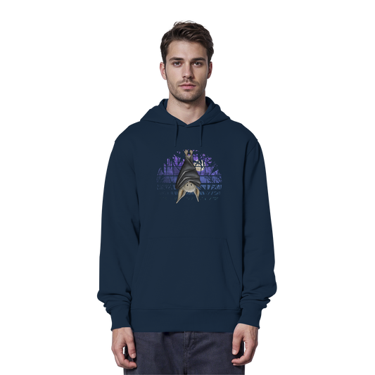 Fledermaus in blauer Nacht - Organic Hoodie