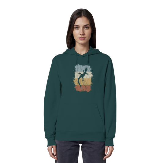 Retro Gecko Salamander Silhouette - Organic Hoodie
