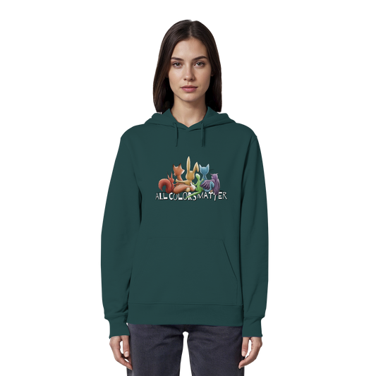 All Colors Matter! Regenbogen Tiere für Vielfalt - Organic Hoodie