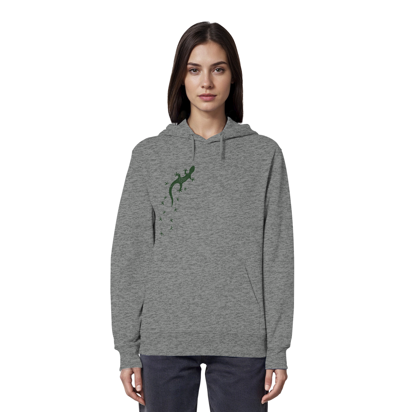 Gecko Eidechse Silhouette dunkel - Organic Hoodie