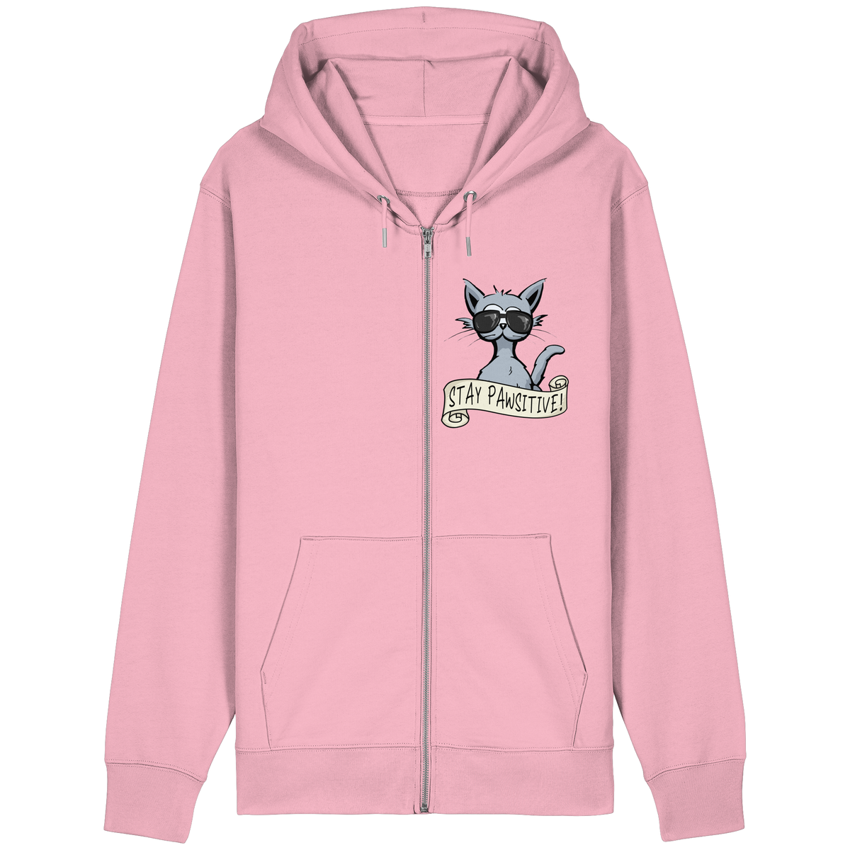 Stay Pawsitive Bleib lässig Hipster Katze - Organic Relaxed Zipper