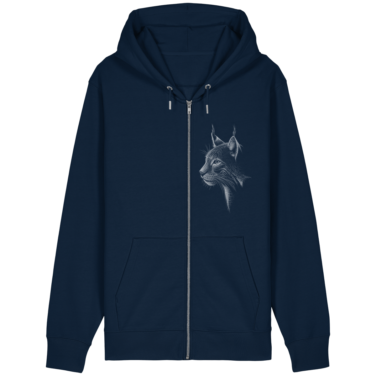 Luchs Kritzelkunst Wildkatze Illustration - Organic Relaxed Zipper