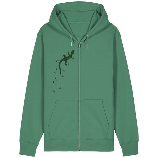 Gecko Eidechse Silhouette dunkel - Organic Relaxed Zipper