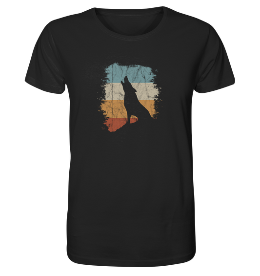 Retro Style lässig heulender Wolf - Organic Shirt