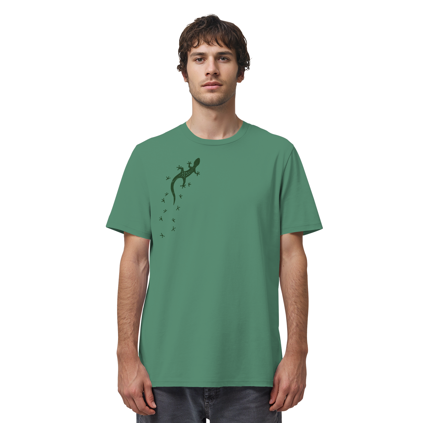 Gecko Eidechse Silhouette dunkel - Organic Shirt