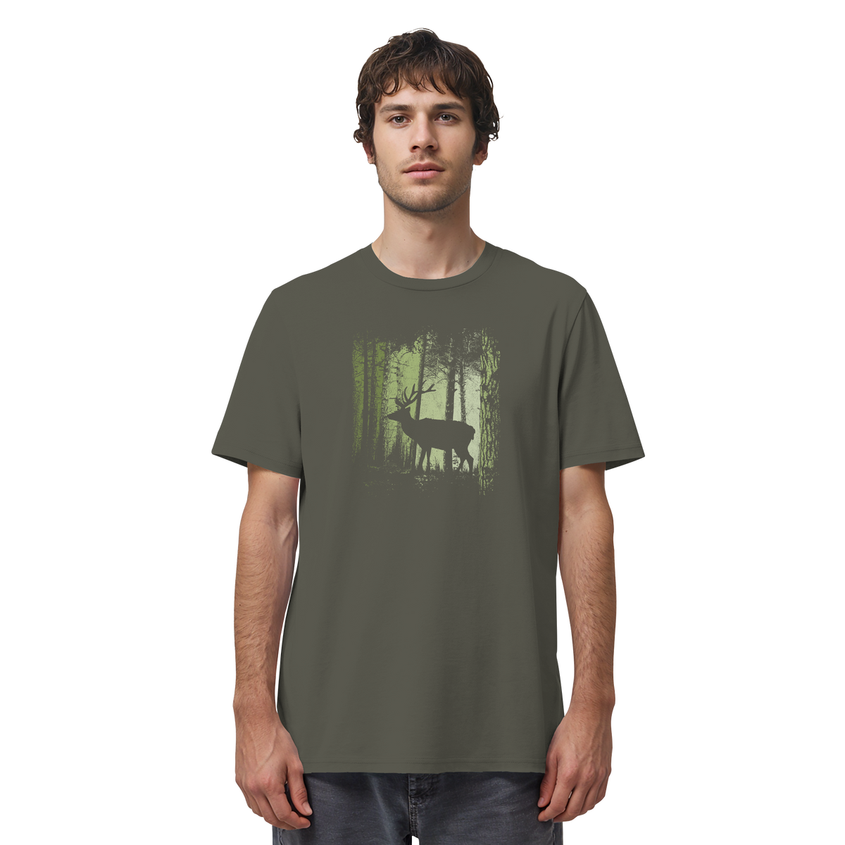 Hirsch im Zwielicht Wald - Organic Shirt