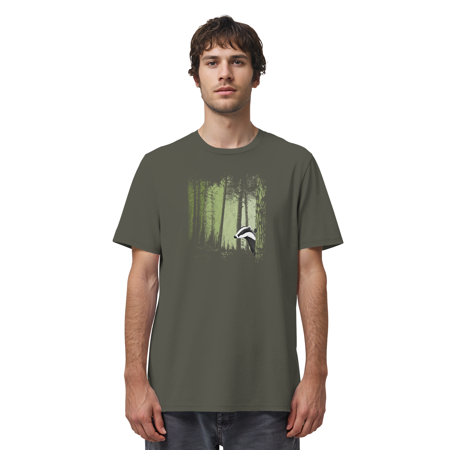 frecher Dachs im Zwielicht Wald - Organic Shirt