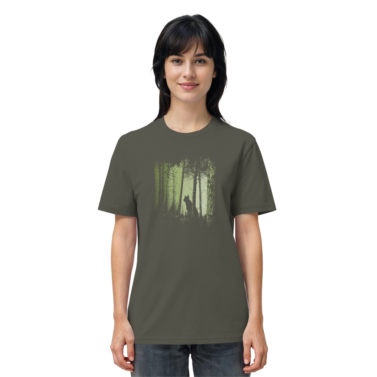 Luchs Wildkatze im Zwielicht Wald - Organic Shirt