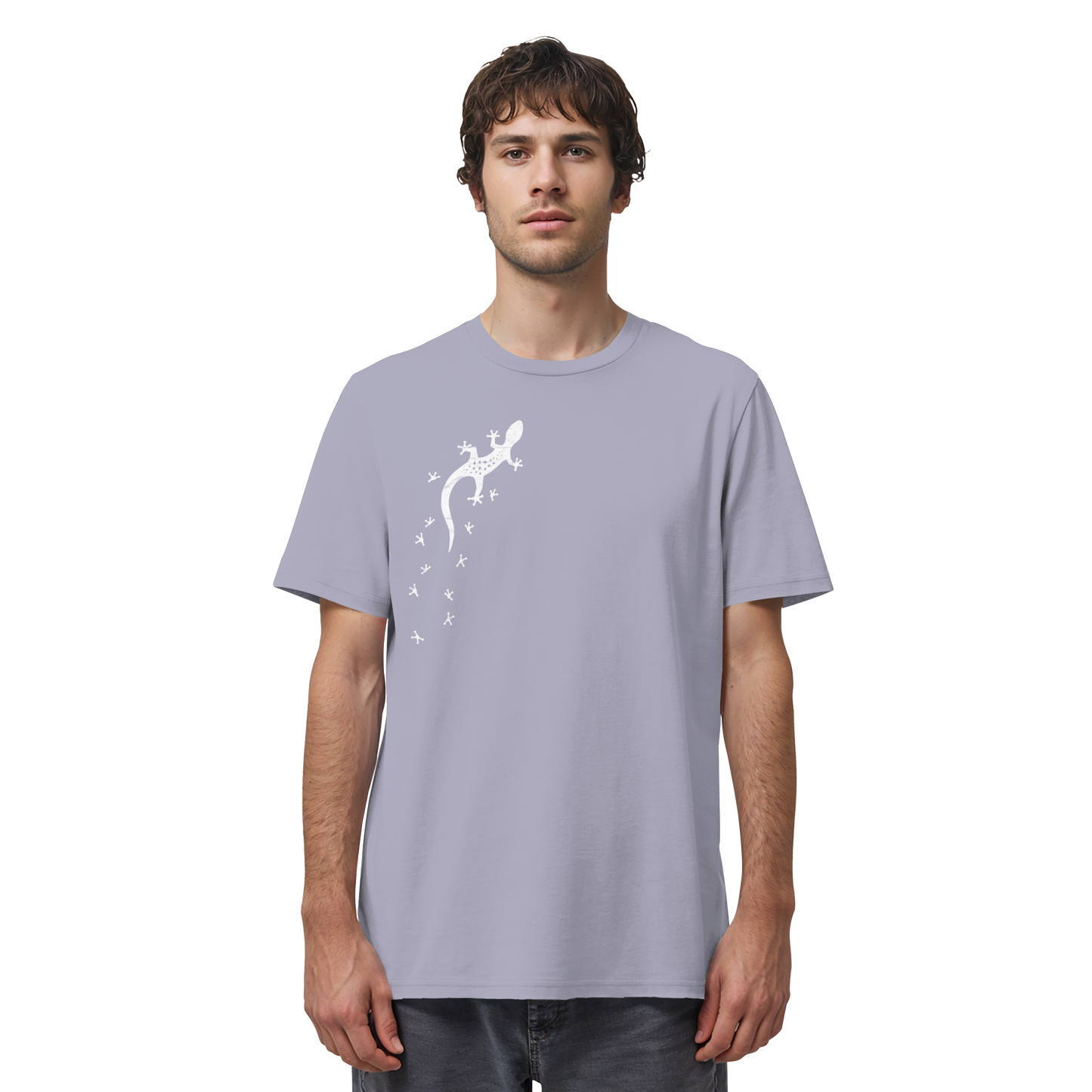 Gecko Eidechse Silhouette hell - Organic Shirt