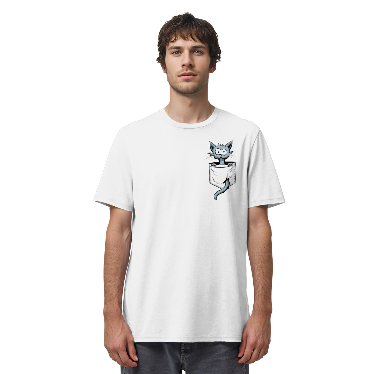 Verrückte Katze in Deiner Brust-Tasche - Organic Shirt