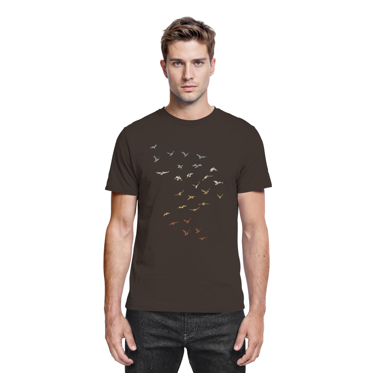 Retro Vogel Schwarm - Premium Shirt