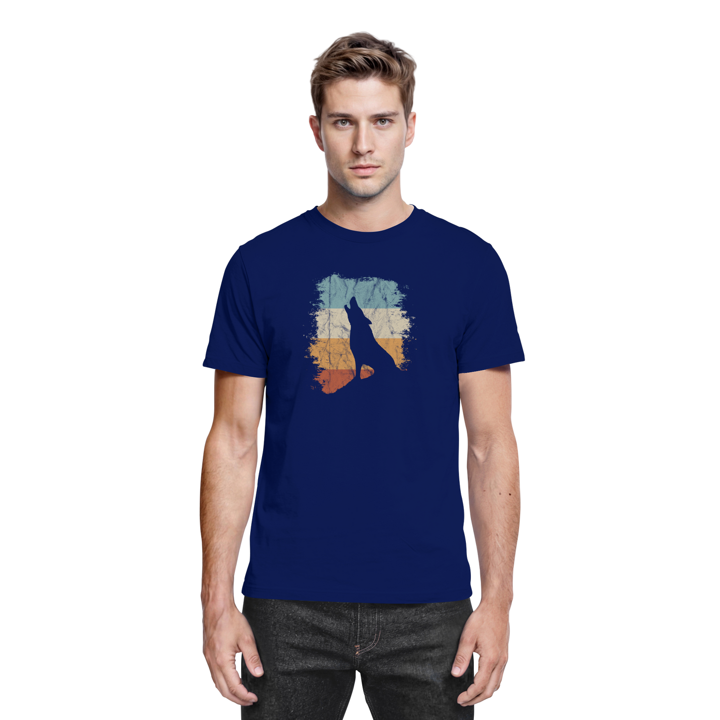 Retro Style lässig heulender Wolf - Premium Shirt