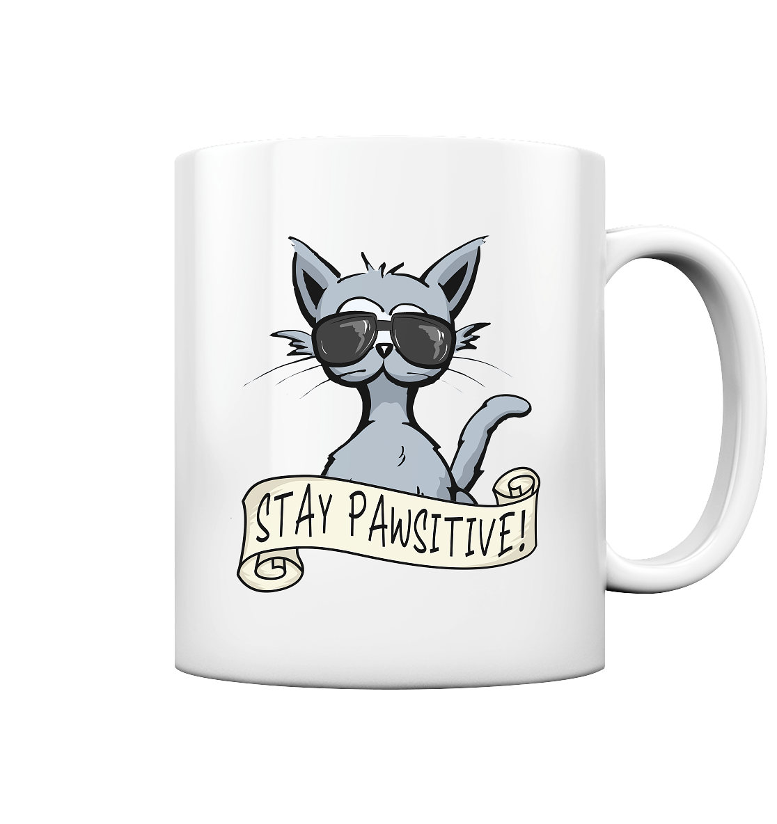 Stay Pawsitive Bleib lässig Hipster Katze - Tasse glossy