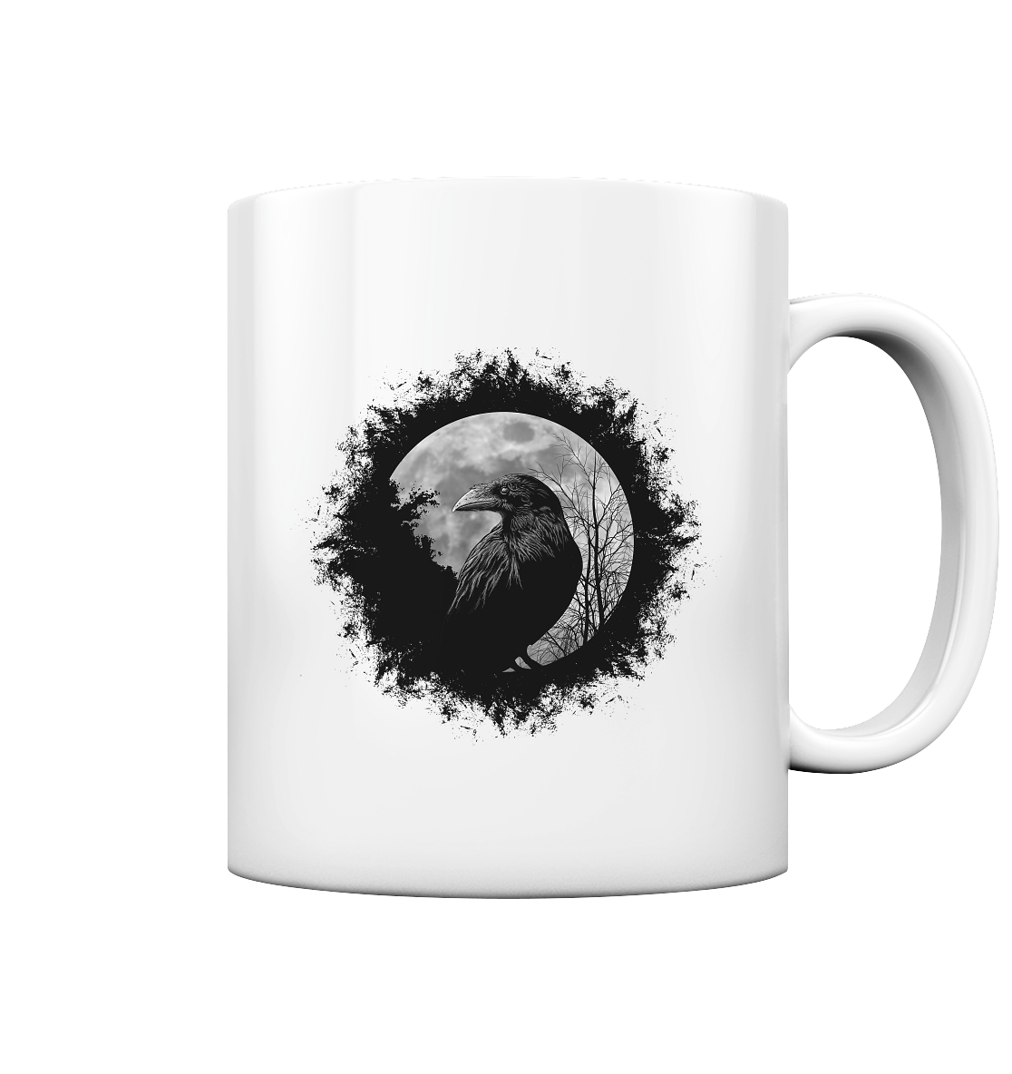 Schwarzer Rabe bei Vollmond - Tasse glossy