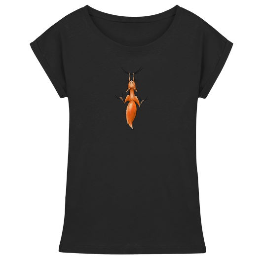 Rotes Eichhörnchen hängt ab - Womens Extended Shoulder T-Shirt