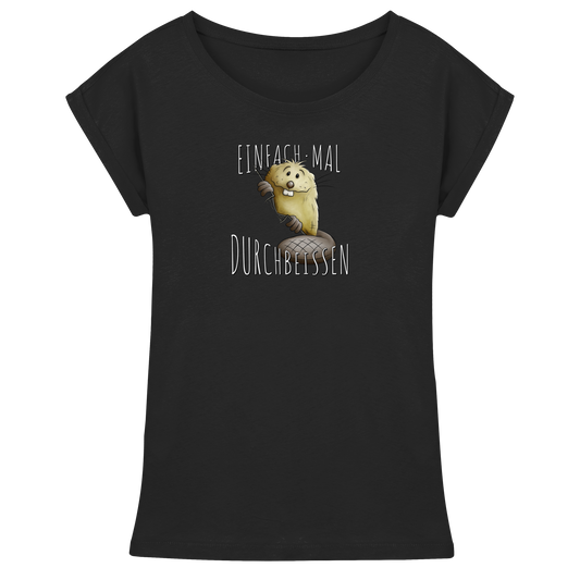 Einfach mal Durchbeissen Biber - Womens Extended Shoulder T-Shirt
