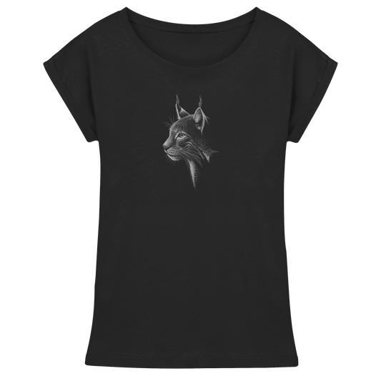 Luchs Kritzelkunst Wildkatze Illustration - Womens Extended Shoulder T-Shirt