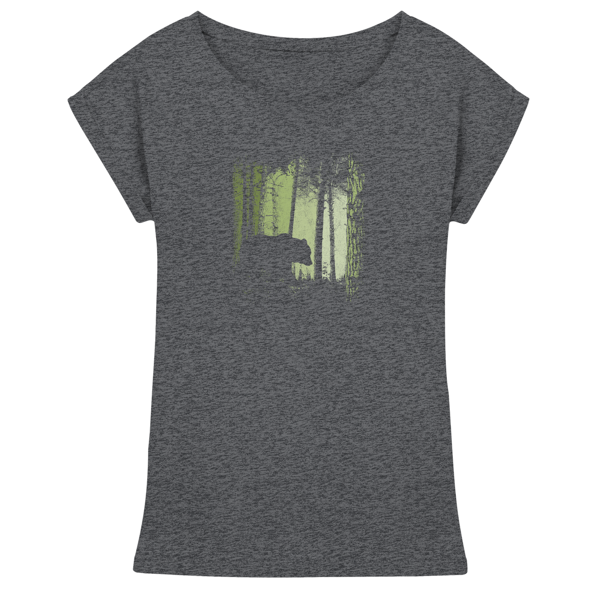 Braunbär im Zwielicht Wald - Womens Extended Shoulder T-Shirt