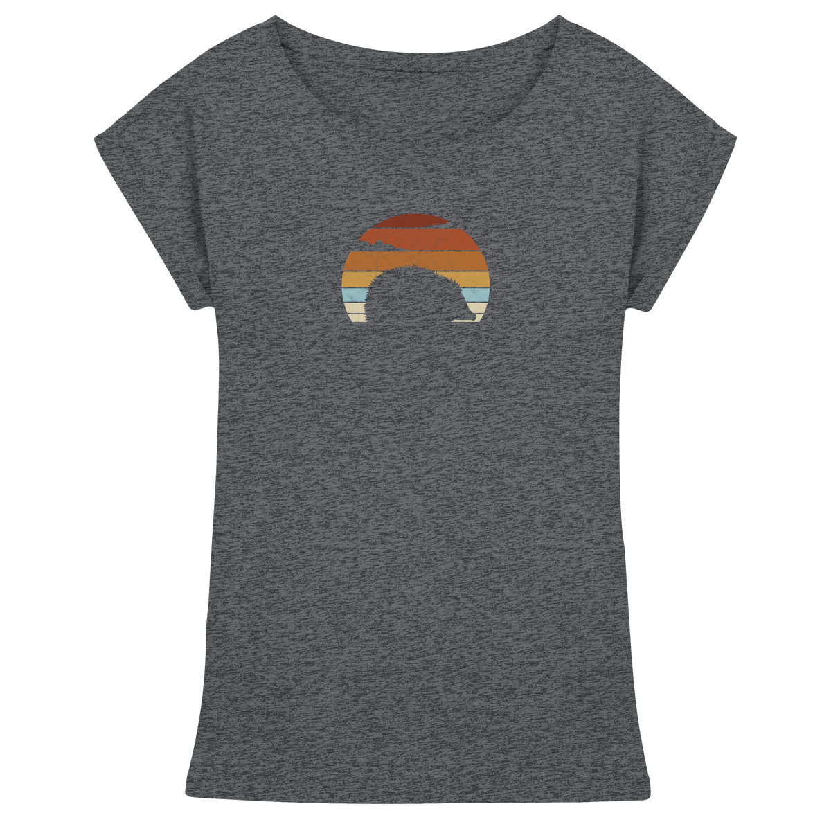 Retro Igel Silhouette im Sonnenuntergang - Womens Extended Shoulder T-Shirt