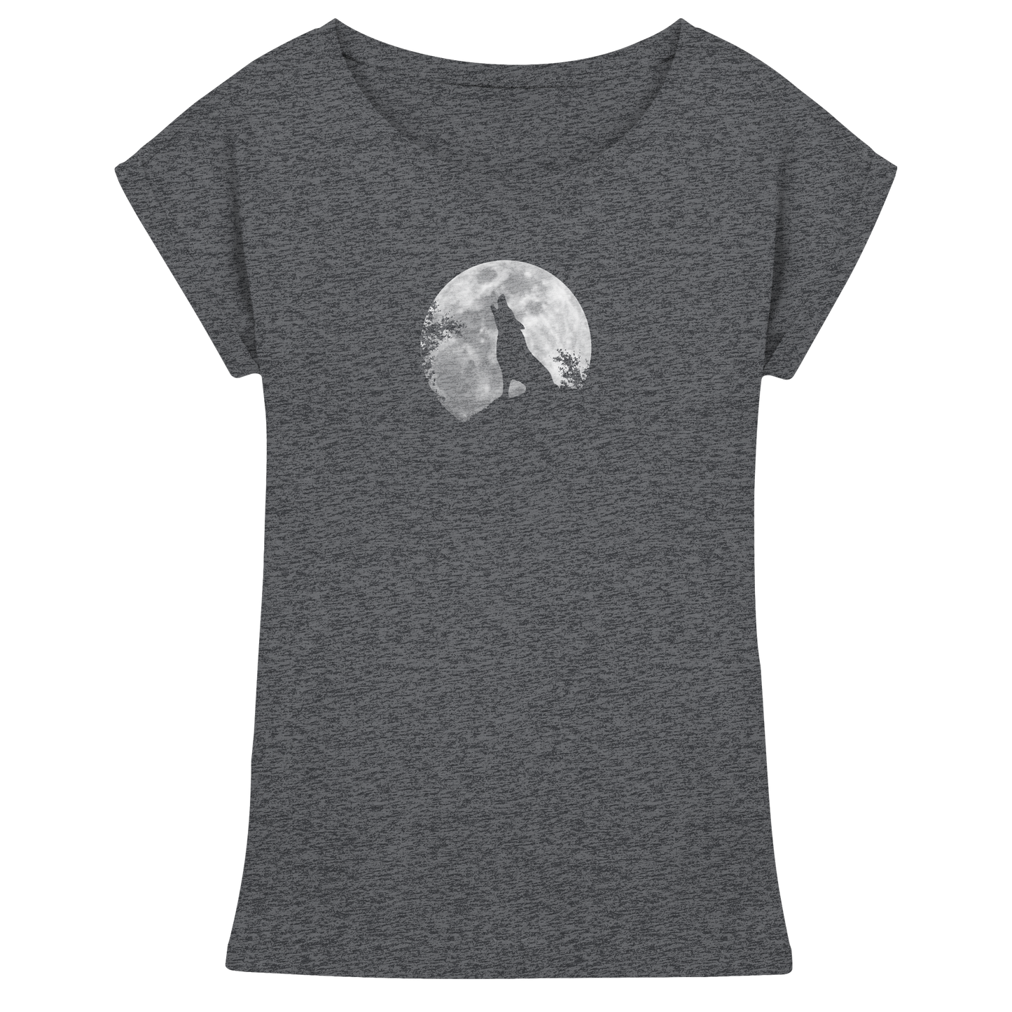 Heulender Wolf Silhouette vor Vollmond - Womens Extended Shoulder T-Shirt