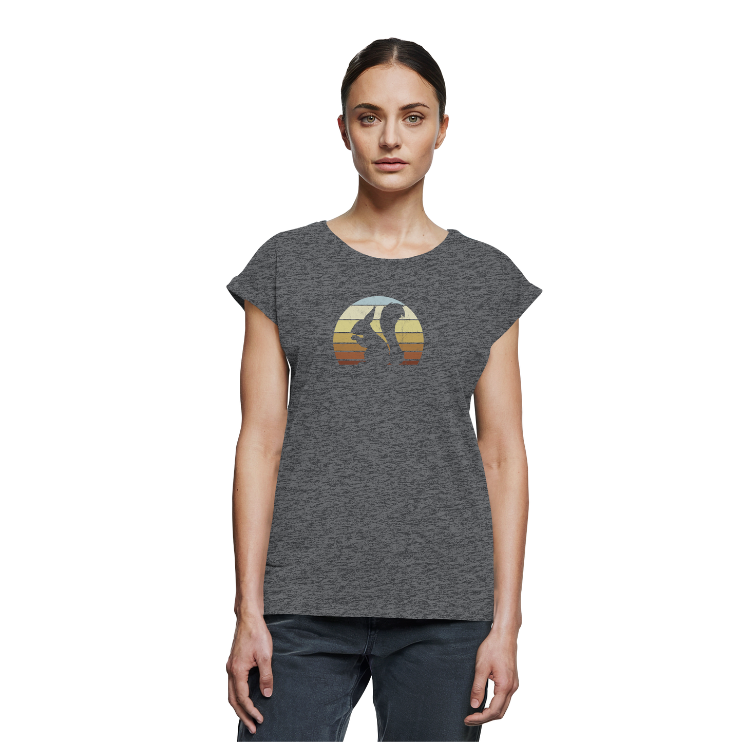 Retro Eichhörnchen Silhouette - Womens Extended Shoulder T-Shirt