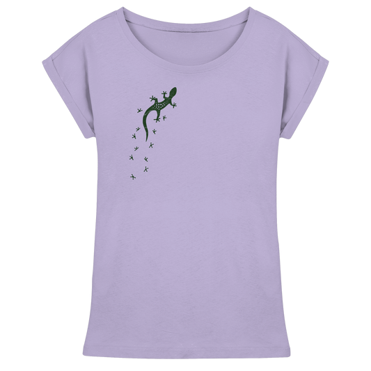 Gecko Eidechse Silhouette dunkel - Womens Extended Shoulder T-Shirt